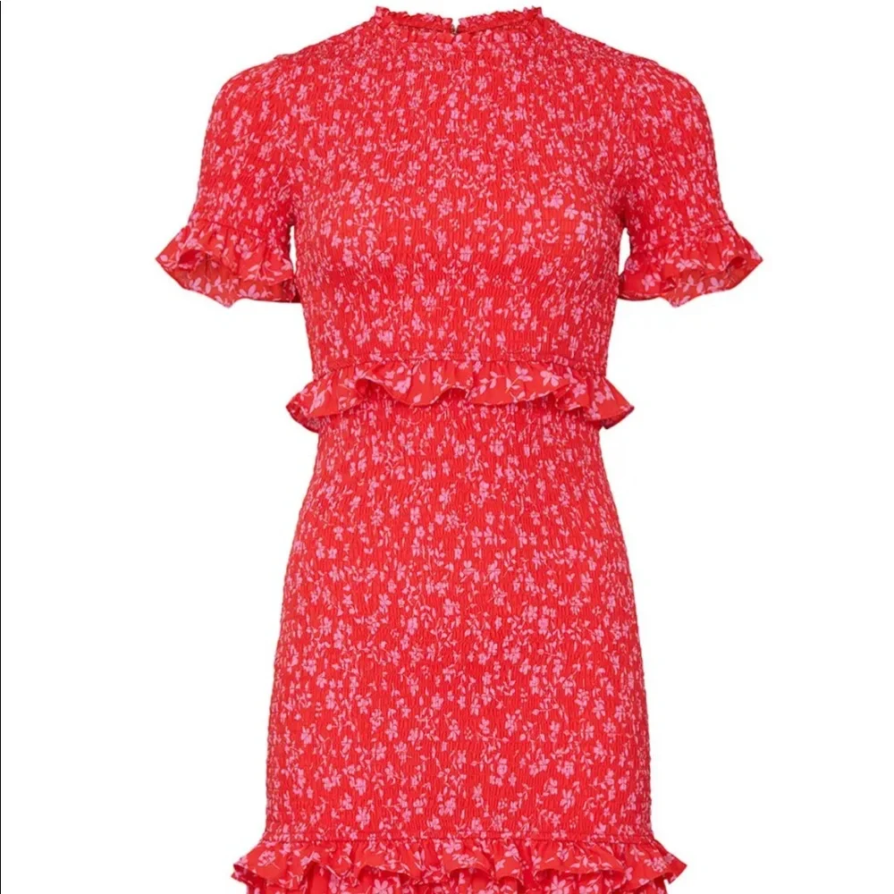 Floral Red Ruffle Dress - Picture 4 of 9